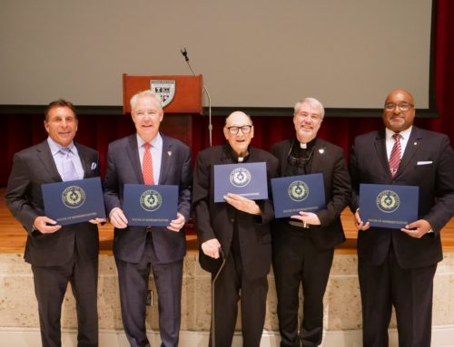 2025 Hall of Honor Inductees: Rawle Andrews Jr., Esq. (’83), Fr. Carl Belisch, CSB (’54), Johnny Carrabba (’77), John Rynd (’75)